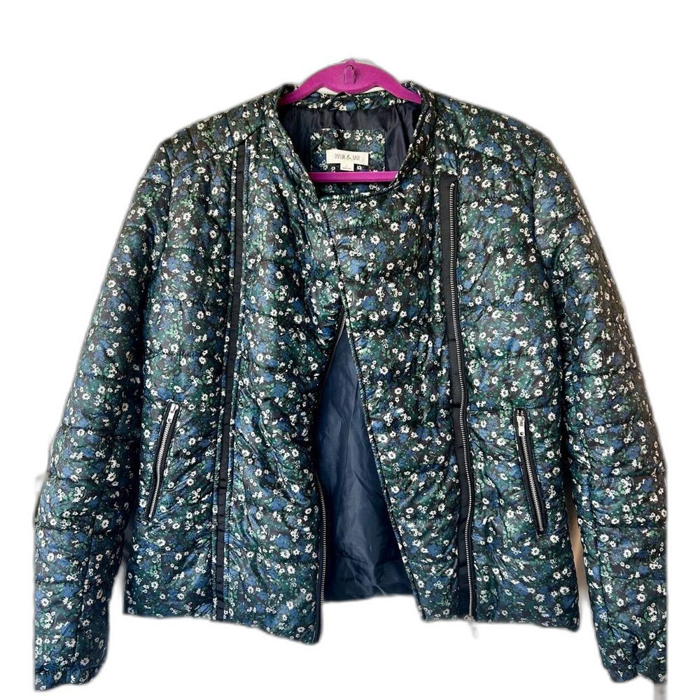 ModCloth Floral Retro Bomber Puffer Jacket